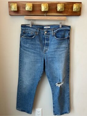 Levi’s Wedgie Straight Crop Jeans Distressed Mom Y2K Casual W31 L26